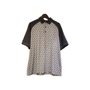 Men G Mac Apparel Large Golf Polo Grey And Purple Geometric Pattern